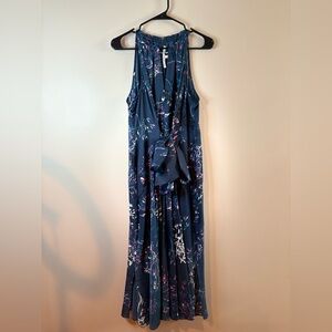 Rachel Rachel Roy Dark Teal Floral Tie Front Midi Dress NWOT